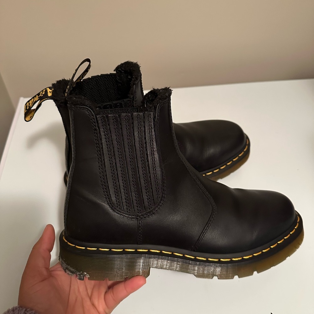 Dr. Martens Black Chelsea Boots with Yellow Stitching